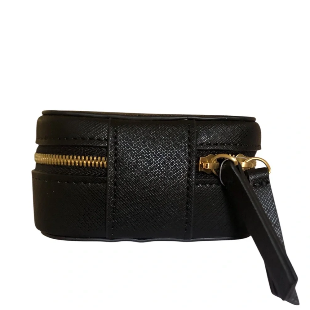 Truffle Black Leather Privacy Travel Jewelry Case New with Tag